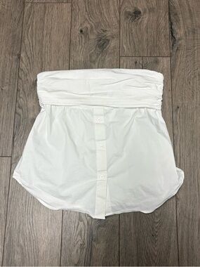 ZARA off shoulder strapless white button up style boho preppy minimalist top